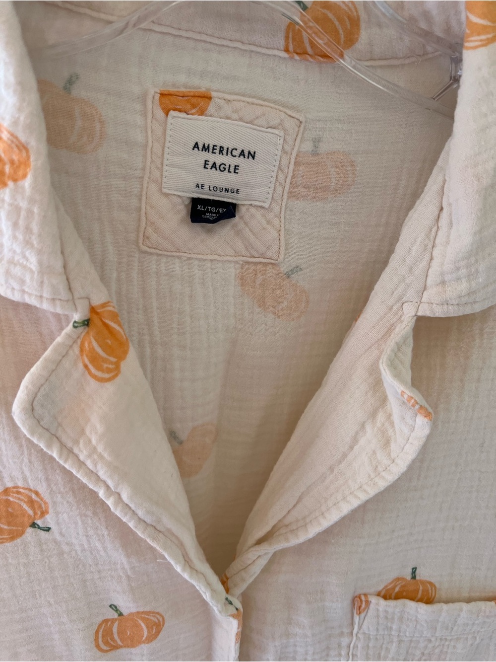 American Eagle Pumpkin Cotton Gauze Pajama Set 100% Cotton Size XL - Picture 5 of 13
